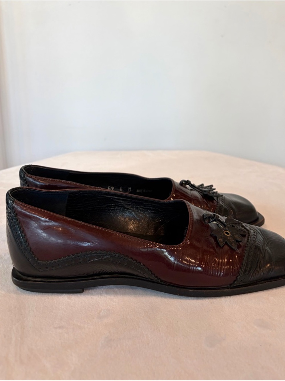 Mezlan patent &leather Derby tassel loafers, Brogue detail, square toe,6,GUC - Picture 5 of 15